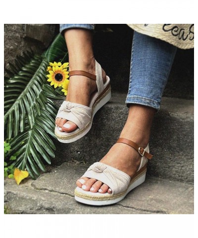 Orthopedic Wedge Sandals Women Summer Dressy Open Toe Ankle Strap Platform Sandals Casual Dress Shoes Outdoor Beach Shoes 02-...