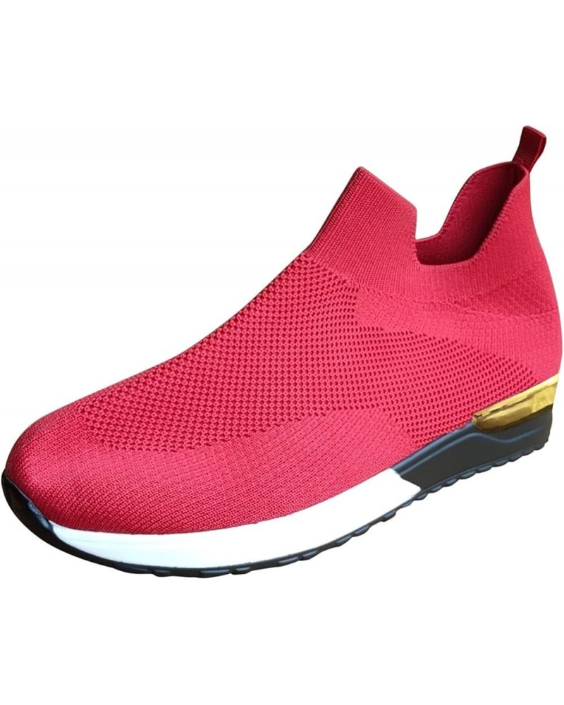 Solid Sports Women Sneakers Color Runing Outdoor Shoes Mesh Breathable Shoes Sneakers for Women Size 6 1/2 Red $10.42 Athleti...