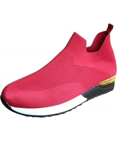 Solid Sports Women Sneakers Color Runing Outdoor Shoes Mesh Breathable Shoes Sneakers for Women Size 6 1/2 Red $10.42 Athleti...