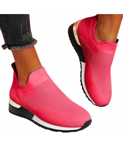 Solid Sports Women Sneakers Color Runing Outdoor Shoes Mesh Breathable Shoes Sneakers for Women Size 6 1/2 Red $10.42 Athleti...