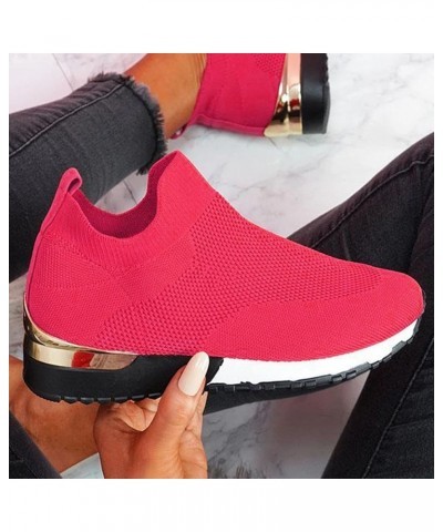 Solid Sports Women Sneakers Color Runing Outdoor Shoes Mesh Breathable Shoes Sneakers for Women Size 6 1/2 Red $10.42 Athleti...