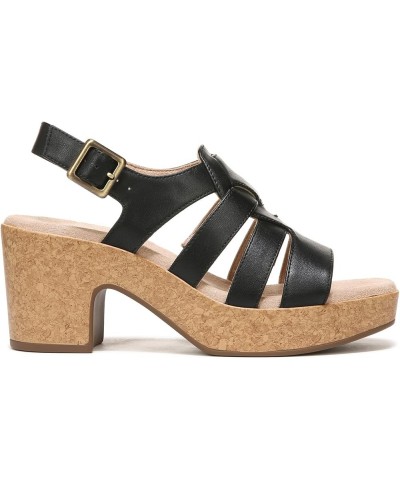 Women Aki Platform Strappy Sandals Black Smooth $28.13 Sandals