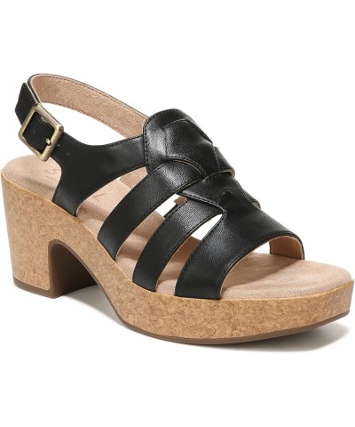 Women Aki Platform Strappy Sandals Black Smooth $28.13 Sandals