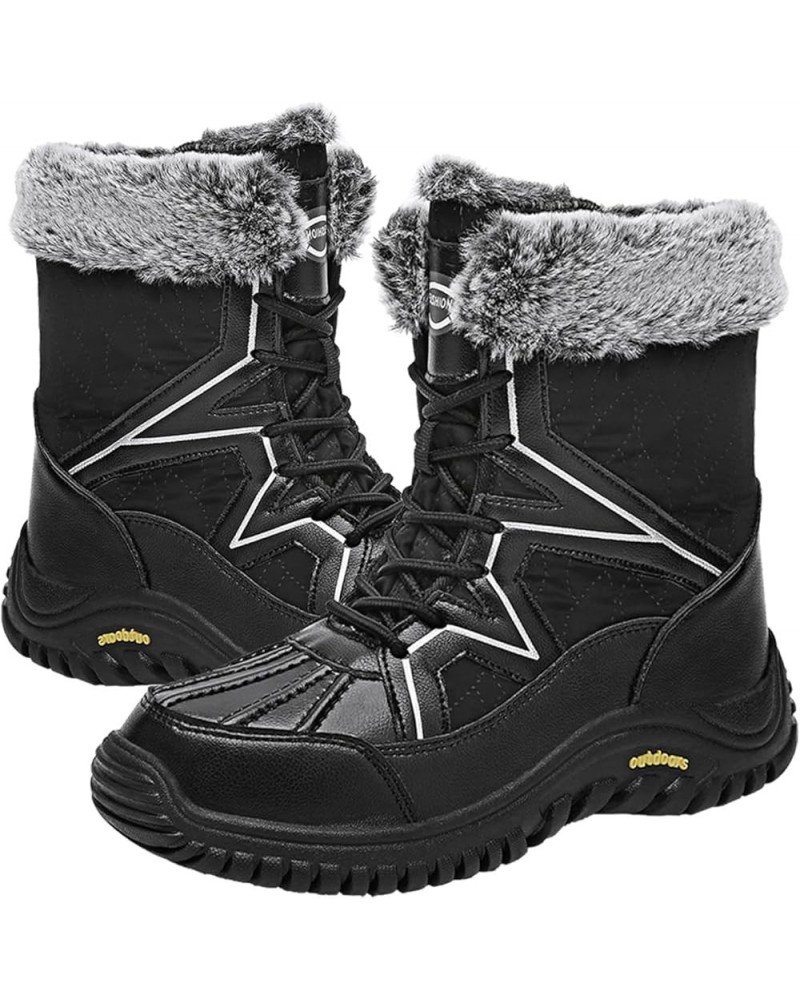 Winter Snow Boots for Women Warm Faux Fur Lined Ladies Shoes Anti-Slip Mid Carf Cold Weather Outdoor Footwear Tafet5489black ...