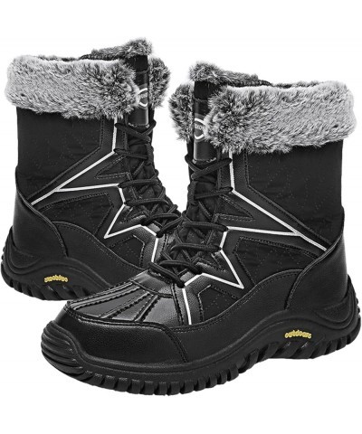 Winter Snow Boots for Women Warm Faux Fur Lined Ladies Shoes Anti-Slip Mid Carf Cold Weather Outdoor Footwear Tafet5489black ...