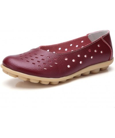 Women's Solid Flat Loafers Breathable Comfortable Hollow Out Walking Moccasins Slip On Driving Shoes 9dark Red $22.76 Flats