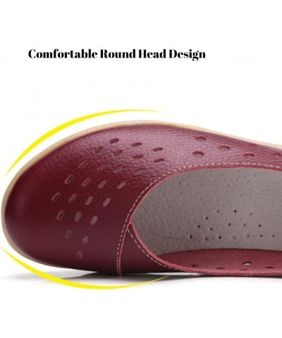 Women's Solid Flat Loafers Breathable Comfortable Hollow Out Walking Moccasins Slip On Driving Shoes 9dark Red $22.76 Flats