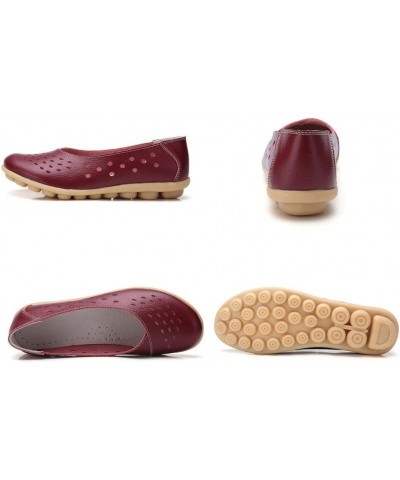 Women's Solid Flat Loafers Breathable Comfortable Hollow Out Walking Moccasins Slip On Driving Shoes 9dark Red $22.76 Flats