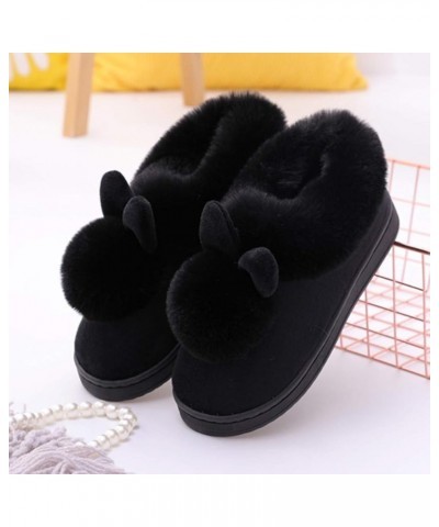 Cute Slippers for Women Winter Home Furry Rabbit Ears Indoor Slippers Soft Comfort Footwear Shoe Indoor Slippers Black $12.48...