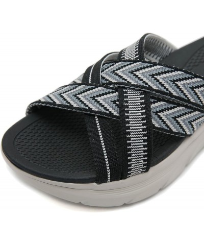 Women's Athletic Outdoor Slides Casual Flat Women's Athletic Outdoor Sandals Sparkly Wedge Black $18.39 Sandals