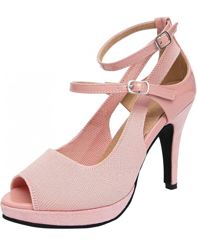 Women's High Heels Shoes Ankle Straps Dress Heeled Sandals 518-purepink $19.13 Sandals