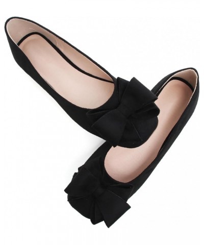 Womens Ballet Flats Comfortable Square Toe Slip Ons Casual Bow Loafers Walking Flats Dress Shoes A-black $16.30 Flats