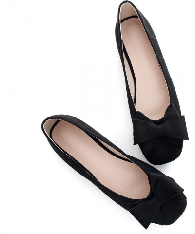 Womens Ballet Flats Comfortable Square Toe Slip Ons Casual Bow Loafers Walking Flats Dress Shoes A-black $16.30 Flats