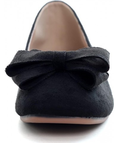 Womens Ballet Flats Comfortable Square Toe Slip Ons Casual Bow Loafers Walking Flats Dress Shoes A-black $16.30 Flats