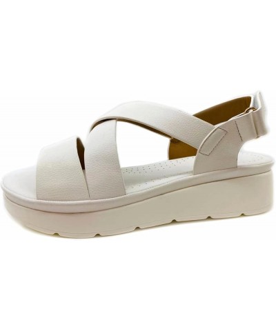 Platform Sandals Ladies Platform Slippers Raised Slippers Casual Wedge Sandals White $17.39 Sandals