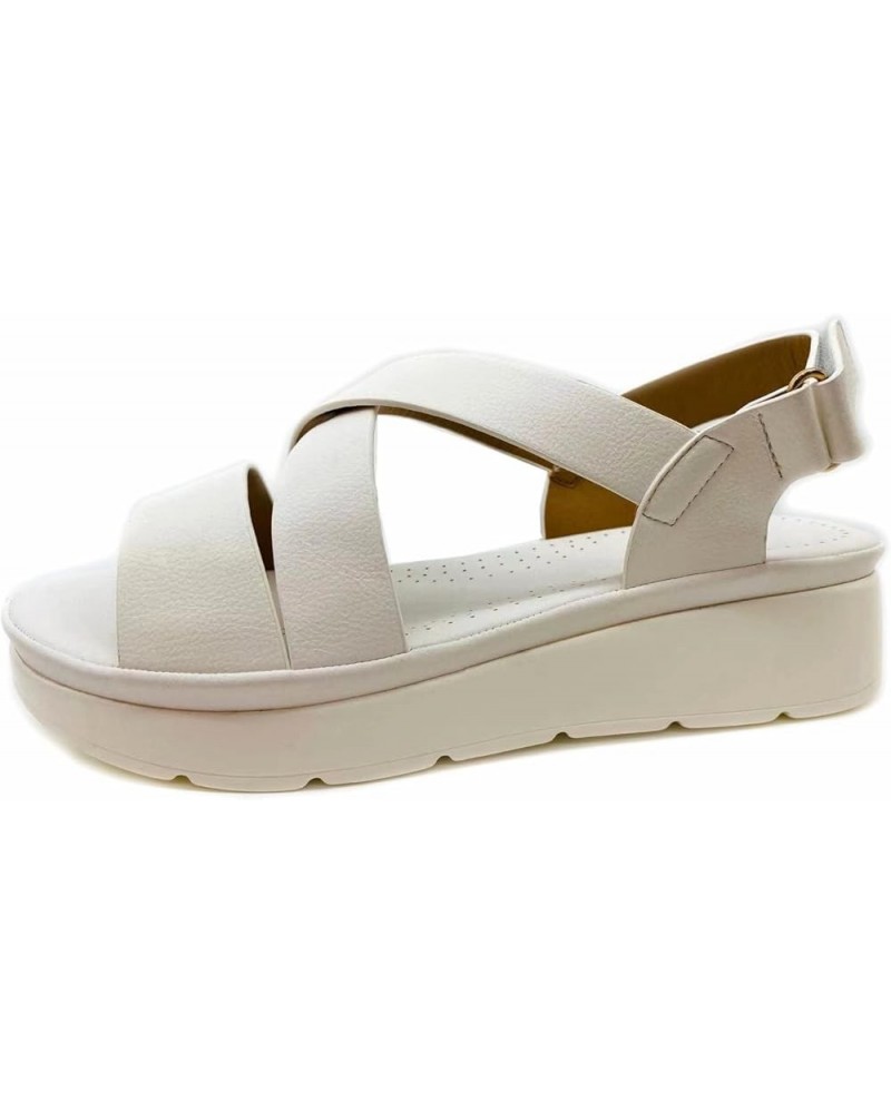 Platform Sandals Ladies Platform Slippers Raised Slippers Casual Wedge Sandals White $17.39 Sandals