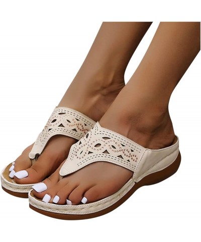 Women's Athletic Outdoor Slides Breathable Beach Women's Heeled Sandals Comfortable Knit Flip-Flops Summer Beach Clearance 4-...