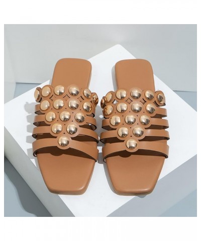 thong sandals for women low heel womens slip flat sandals comfy sandals for women wedding shoes Z 11-brown $11.96 Sandals