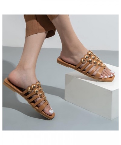 thong sandals for women low heel womens slip flat sandals comfy sandals for women wedding shoes Z 11-brown $11.96 Sandals