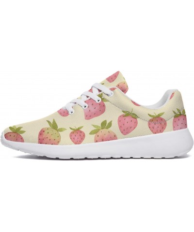 Strawberry Shoes Womens Tennis Shoes Running Sneakers Fruit Strawberry Print Walking Shoes Gifts for Girls,White,Men Size 6,W...