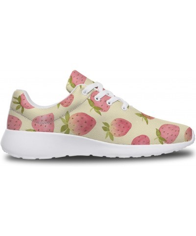 Strawberry Shoes Womens Tennis Shoes Running Sneakers Fruit Strawberry Print Walking Shoes Gifts for Girls,White,Men Size 6,W...