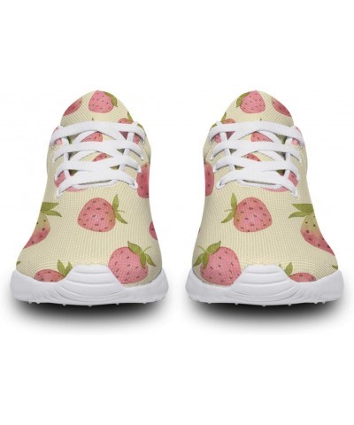 Strawberry Shoes Womens Tennis Shoes Running Sneakers Fruit Strawberry Print Walking Shoes Gifts for Girls,White,Men Size 6,W...