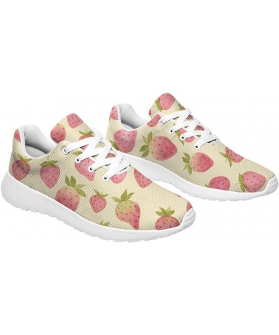 Strawberry Shoes Womens Tennis Shoes Running Sneakers Fruit Strawberry Print Walking Shoes Gifts for Girls,White,Men Size 6,W...