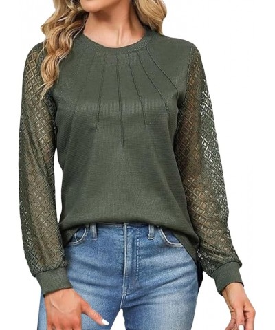 Womens Long Sleeve Fashion T Shirt Tops Loose Knitting Sweater Blouse Womens Casual Tees Green $11.99 Athletic Shoes