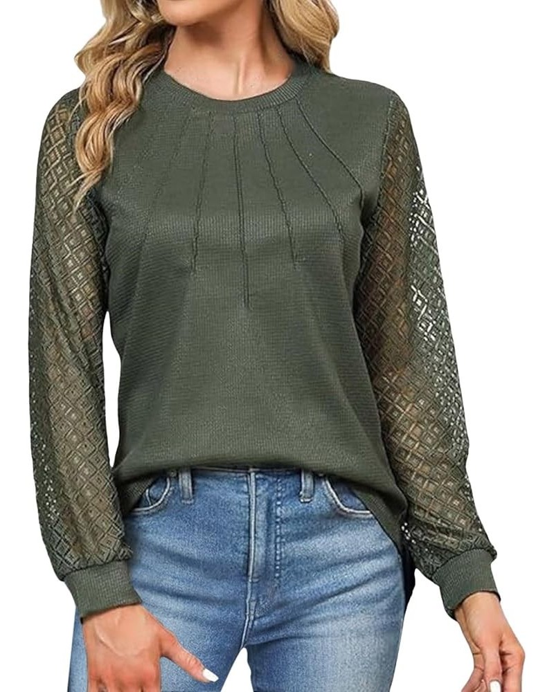 Womens Long Sleeve Fashion T Shirt Tops Loose Knitting Sweater Blouse Womens Casual Tees Green $11.99 Athletic Shoes