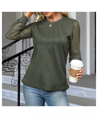 Womens Long Sleeve Fashion T Shirt Tops Loose Knitting Sweater Blouse Womens Casual Tees Green $11.99 Athletic Shoes