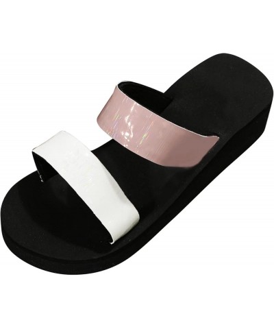 Women's Slip On Platform Sandals Comfortable Open Toe Flatform Chunky Sandals Summer Beach Wedge Slippers Pink 7.5 $8.73 Sandals