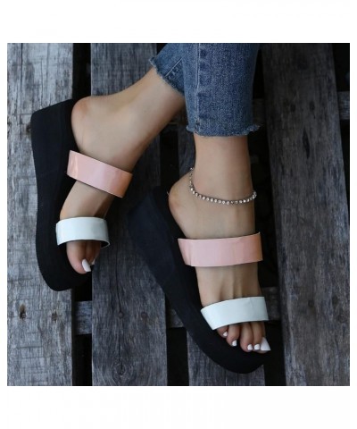 Women's Slip On Platform Sandals Comfortable Open Toe Flatform Chunky Sandals Summer Beach Wedge Slippers Pink 7.5 $8.73 Sandals