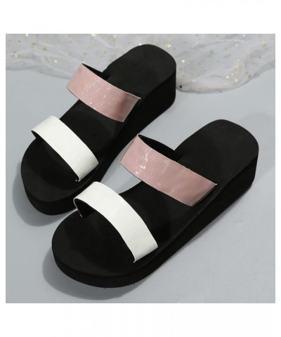 Women's Slip On Platform Sandals Comfortable Open Toe Flatform Chunky Sandals Summer Beach Wedge Slippers Pink 7.5 $8.73 Sandals