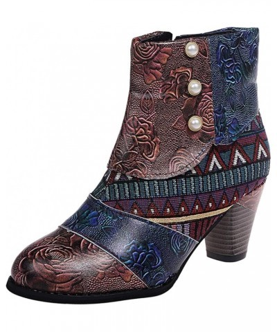 Comfortable High Style Ankle Boots for Women Low Heel Womens Western Booties Wide Width Cowgirl Boots Size 8 Women Small Ankl...