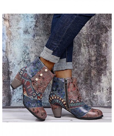 Comfortable High Style Ankle Boots for Women Low Heel Womens Western Booties Wide Width Cowgirl Boots Size 8 Women Small Ankl...