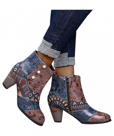 Comfortable High Style Ankle Boots for Women Low Heel Womens Western Booties Wide Width Cowgirl Boots Size 8 Women Small Ankl...