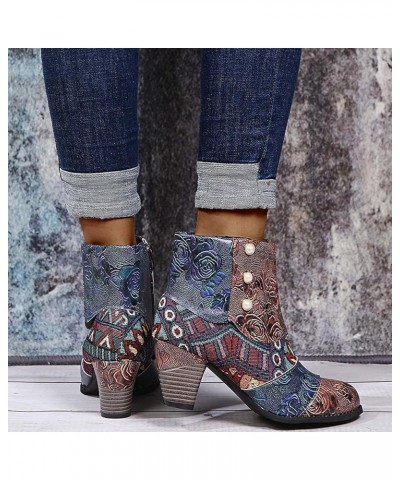 Comfortable High Style Ankle Boots for Women Low Heel Womens Western Booties Wide Width Cowgirl Boots Size 8 Women Small Ankl...