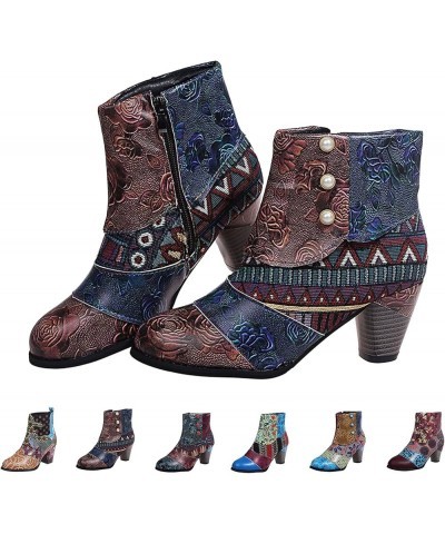 Comfortable High Style Ankle Boots for Women Low Heel Womens Western Booties Wide Width Cowgirl Boots Size 8 Women Small Ankl...