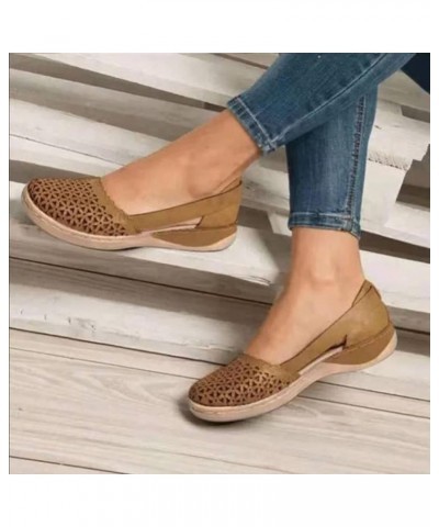 Slip on Sandals Women Platform Espadrille Sandal Chunky Low Heels Open Toe Two Strap Walking Slip On Shoes 24-htrns-brown-1 $...