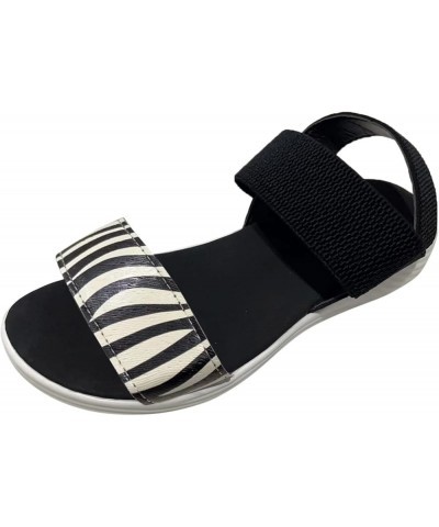 Walking Running Sandals for Women/Teen Girls 2023 Summer Classic Stripe Open Toe Slope Sandals Casual Shoes A White $15.61 At...