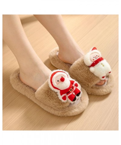 Womens Dinosaur Slippers Women Slippers New Pattern Cartoon Christmas Decoration Cute Autumn And Winter Thickened Warm Brown➤...