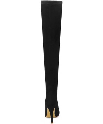 Woman Fashion Pointed Toe Over-the-knee Boots Stilettos Solid Color Long Boots Black $17.59 Boots