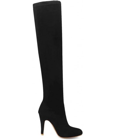 Woman Fashion Pointed Toe Over-the-knee Boots Stilettos Solid Color Long Boots Black $17.59 Boots