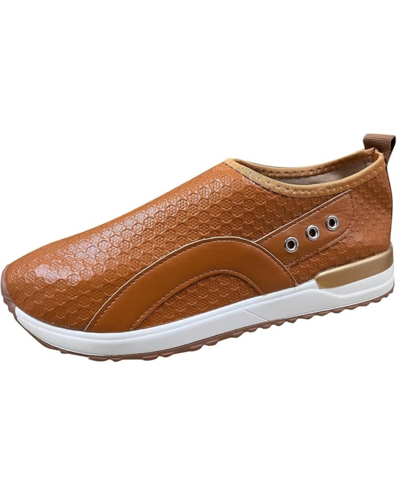 Slip On Flats Shoes Christmas, Women Running Shoes Womens Mens Comfortable Lightweight Walking Tennis Sneakers Brown-f $19.16...