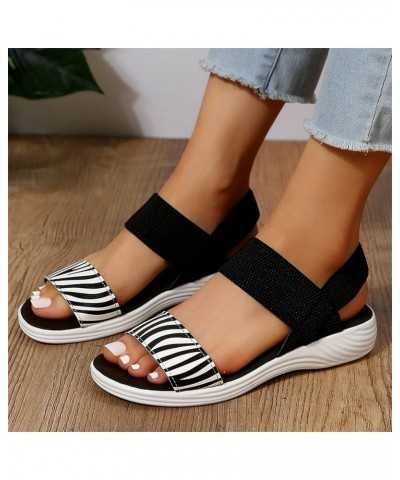 Walking Running Sandals for Women/Teen Girls 2023 Summer Classic Stripe Open Toe Slope Sandals Casual Shoes A White $15.61 At...