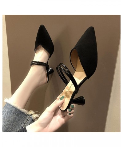 Kitten High-Heel Mules Shoes for Woman's Fashion Pointy Toe Slip on Daily Sexy Slingback Two Slim Strap Dress for Dating Stri...