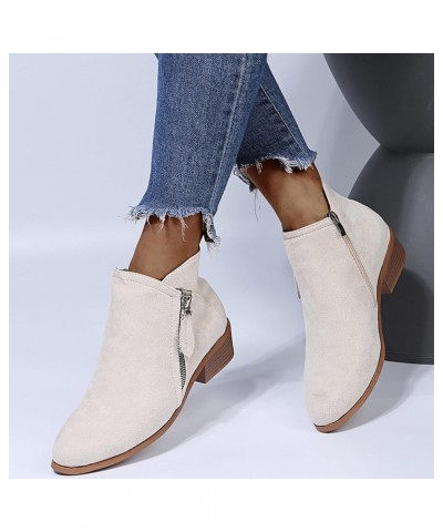 Wedge Boots for Women Ankle Booties White Ankle Boots for Wide Feet Black Pointed Toe Booties for Women Low Heel 80s Style An...