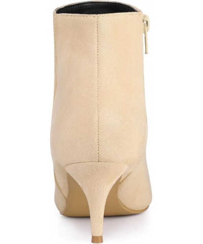 Pointed Toe Kitten Heels Ankle Booties Stiletto Heels Ankle Boots for Women Beige $27.02 Boots