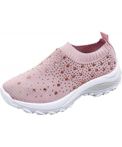 Flying Mesh Breathable Sports Women's Women's Shoes Summer Shoes Woven Women's Womens Sneaker Boots Pink $14.80 Athletic Shoes