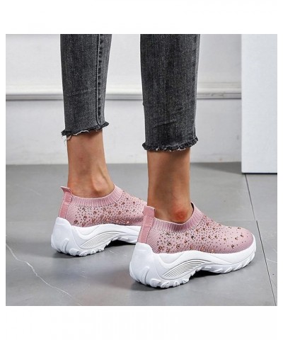 Flying Mesh Breathable Sports Women's Women's Shoes Summer Shoes Woven Women's Womens Sneaker Boots Pink $14.80 Athletic Shoes